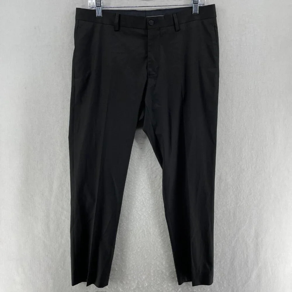 Zara Man Pants Men's Sz 31 Black Slim Tapered Leg Stretch Modern Midrise Chino
